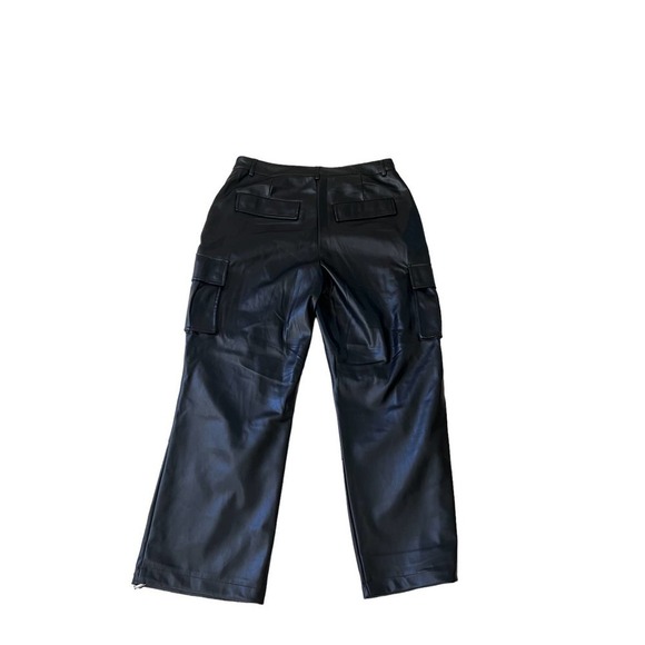 NWT 7 For all mankind faux leather black cargo pants sz Large - Picture 1 of 9